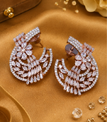 Rose Gold CZ Bloom Party Wear Earrings