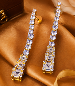 Gold Plated American Diamond Linear Drop Earrings