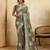 Catching olive green sequins embroidered star georgette party wear saree