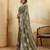 Catching olive green sequins embroidered star georgette party wear saree