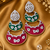 Gold Finish Enamel Meenakari Dangle AD Earrings
