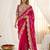 Provocative pink sequins and thread embroidered with real mirror work rangoly silk designer wedding saree