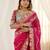Provocative pink sequins and thread embroidered with real mirror work rangoly silk designer wedding saree