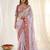 Pleasing lavendor sequins and multi colored thread embroidered with real mirror work rangoly silk traditional saree