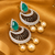 Gold Finish Emerald Pearl AD Chandbali Earrings