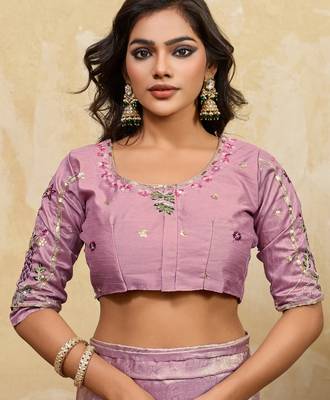 Bewitching purple sequins embroidered banarasi silk saree with blouse 5