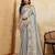 Glamourous sky sequins embroidered banarasi silk party wear saree