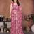 Glamorous pink sequins embroidered georgette designer wedding saree