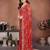 Graceful red sequins embroidered georgette designer party wear saree