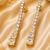 Gold Plated American Diamond Linear Drop Earrings