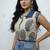 White cotton sanganeri printed non padded blouse