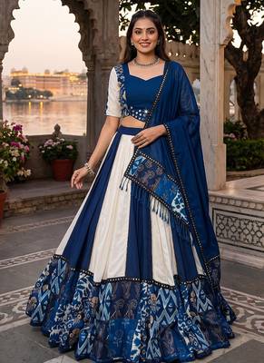 Royal Blue Navratri Printed Flared Ghagra Choli Set for Women 1