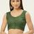 Green cotton ajrak printed non padded blouse