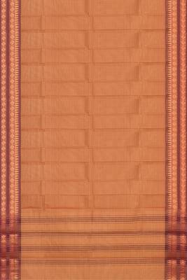 Orange ember glow & brown copper spice chettinad cotton saree with running blouse 6