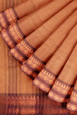 Orange ember glow & brown copper spice chettinad cotton saree with running blouse 7