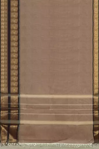 Brown walnut mist & blackwood chettinad cotton saree with running blouse