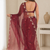 Appealing maroon sequins embroidered with bits work frendy satin latest designer ceremonial saree