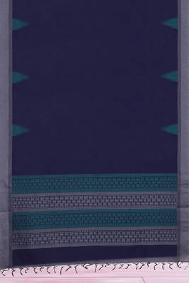Midnight navy blue & steel grey kovai cotton saree with running blouse 6