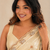 Engaging beige sequins embroidered with bits work frendy satin saree with blouse