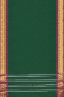 Emerald green & magenta pink chanderi cotton saree with running blouse 6