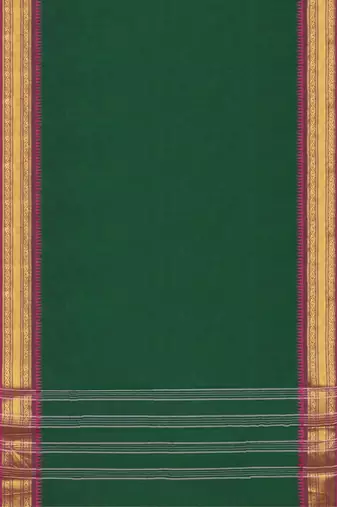 Emerald green & magenta pink chanderi cotton saree with running blouse