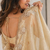 Engaging beige sequins embroidered with bits work frendy satin saree with blouse