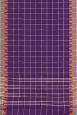 Royal violet & ash taupe chettinad cotton saree with running blouse 6