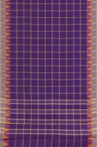 Royal violet & ash taupe chettinad cotton saree with running blouse