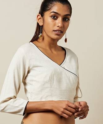 White cotton solid non padded blouse 1