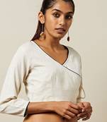 White cotton solid non padded blouse
