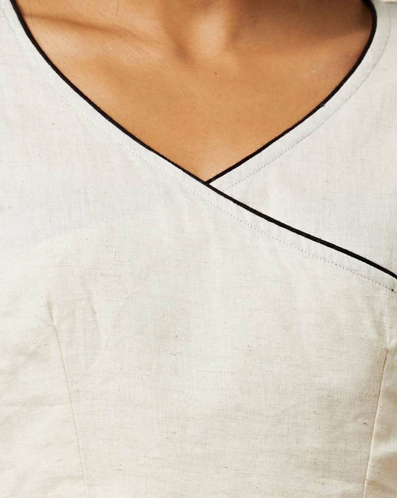 White cotton solid non padded blouse