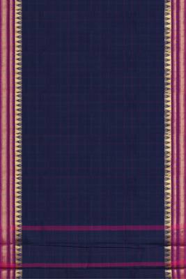 Oxford blue & magenta pink chettinad cotton saree with running blouse 6