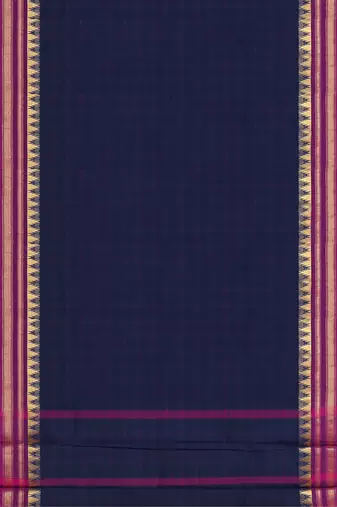 Oxford blue & magenta pink chettinad cotton saree with running blouse
