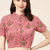 Pink cotton sanganeri printed non padded blouse