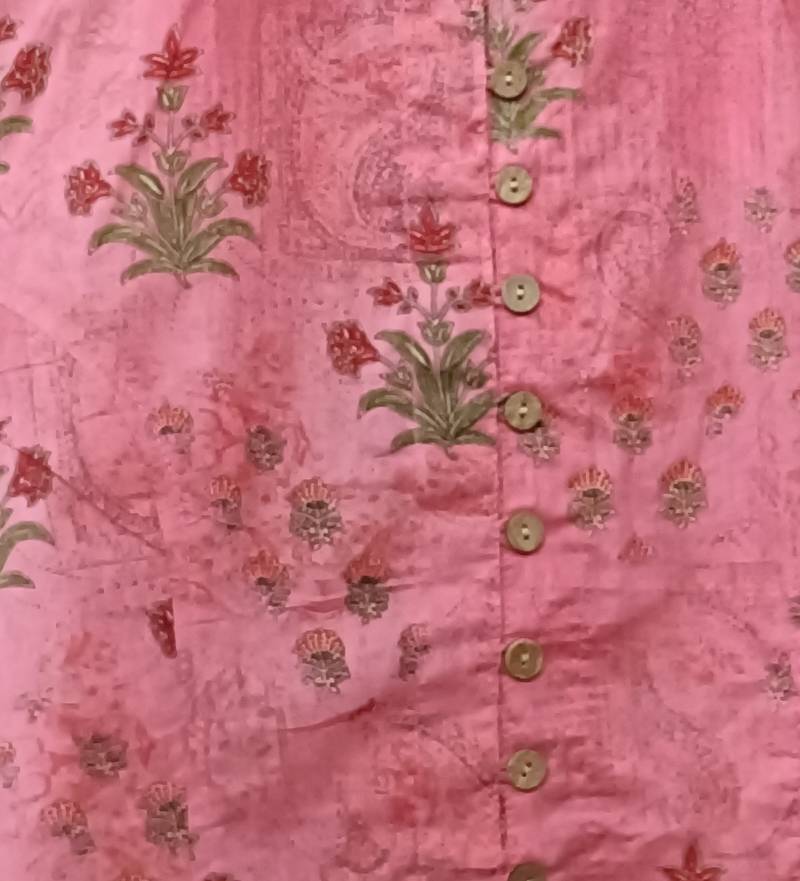 Pink cotton sanganeri printed non padded blouse