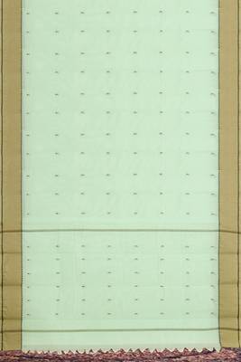 Honeydew green & sand beige kovai cotton saree with running blouse 6