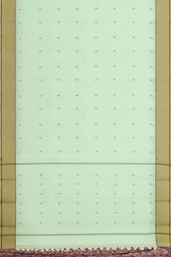 Honeydew green & sand beige kovai cotton saree with running blouse