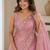 Dazzling lavender sequins embroidered with bits work frendy satin latest designer traditional saree