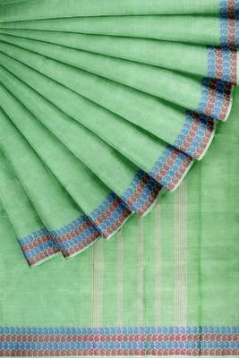 Pale/mint green chettinad cotton saree with running blouse 7