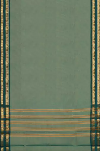 Sage green & deep teal chettinad cotton saree with running blouse