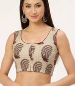 White cotton sanganeri printed non padded blouse