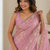 Dazzling lavender sequins embroidered with bits work frendy satin latest designer traditional saree