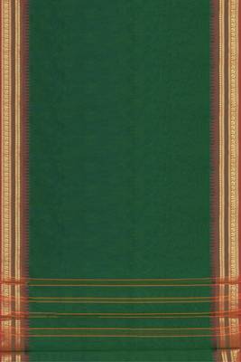 Emerald green & copper brown chettinad cotton saree with running blouse 6