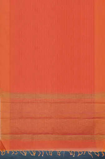 Coquelicot orange & burnished tangerine kovai cotton saree with running blouse