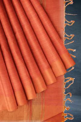 Coquelicot orange & burnished tangerine kovai cotton saree with running blouse 7