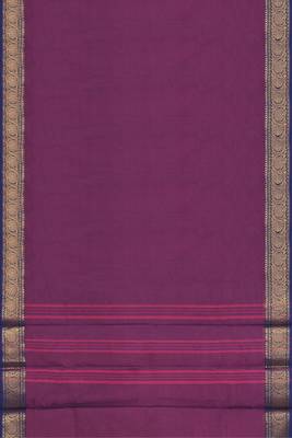 Dark orchid & midnight navy blue chettinad cotton saree with running blouse 6