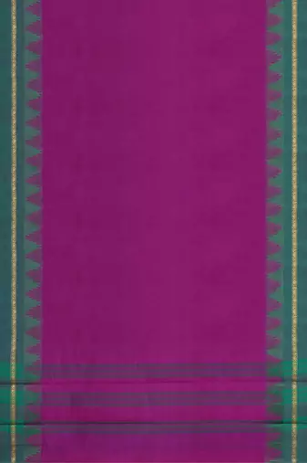 Dark orchid purple & teal jade green chettinad cotton saree with running blouse
