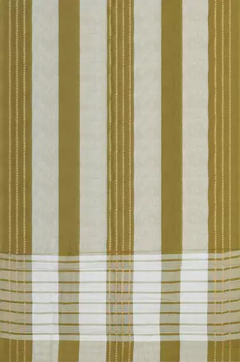 Olive moss green & soft ivory white chettinad cotton saree with running blouse