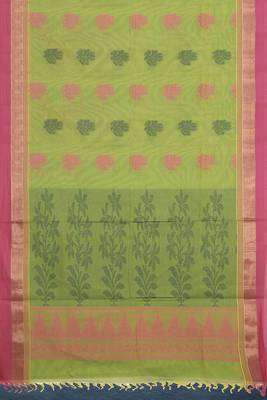 Pistachio green & rose pink kovai cotton saree with running blouse 6