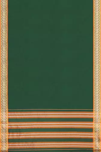 Green forest emerald & orange saffron glow banahatti cotton saree with running blouse